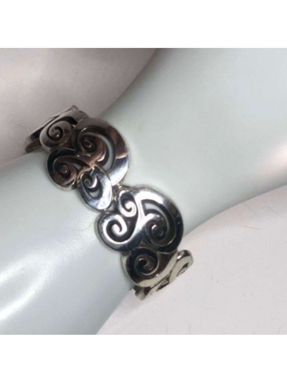 Brighton Mingle Mix Hinged Silver Swirl Cuff Bangle Bracelet 3081